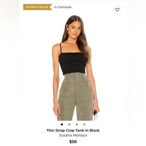 Susana Monaco Black Thin Strap Crop Top